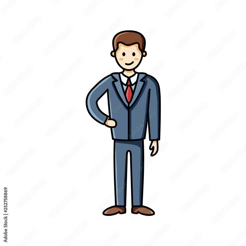 Business man flat icon. Clip art piece. Infographic element. Vector character