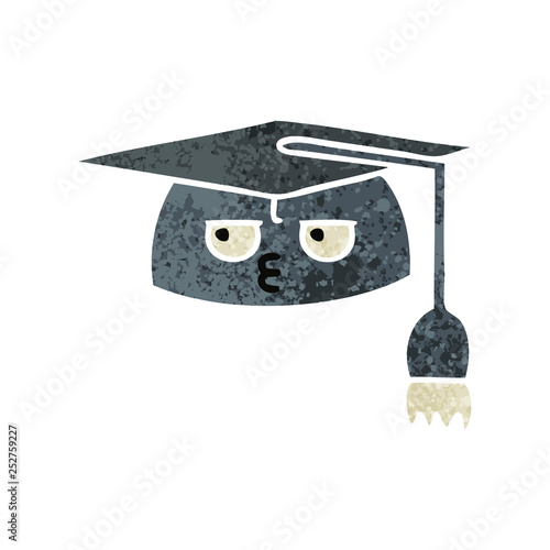 retro illustration style cartoon graduation hat