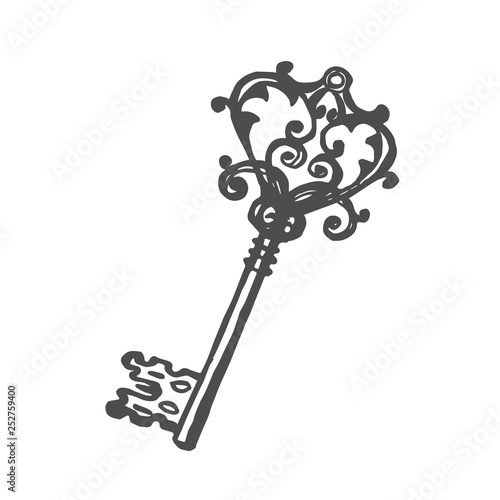 vintage key isolated vector illustration hand-drawn sketch