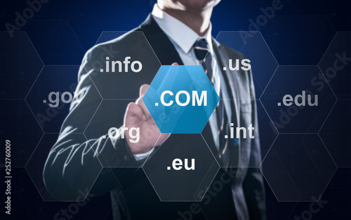 Foto Concept about international domain names on internet for websites on a screen, such as