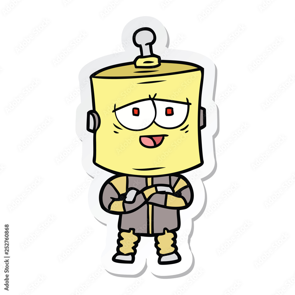 sticker of a cartoon robot sticker of a cartoon robot