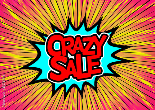 クレイジーセールアメコミ調 Explosive crazy sale pop-art style.
