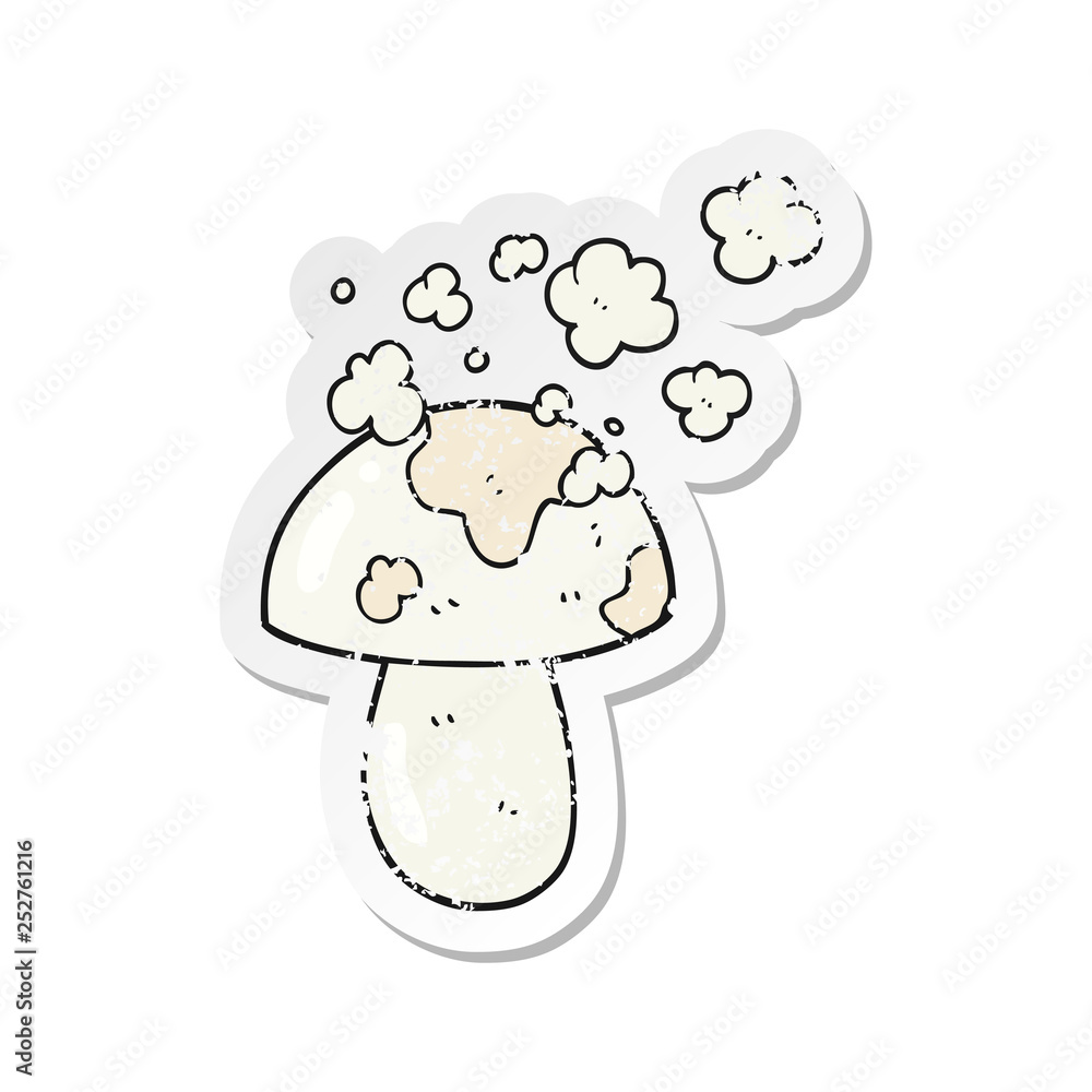 retro distressed sticker of a cartoon mushroom retro distressed sticker of a cartoon mushroom