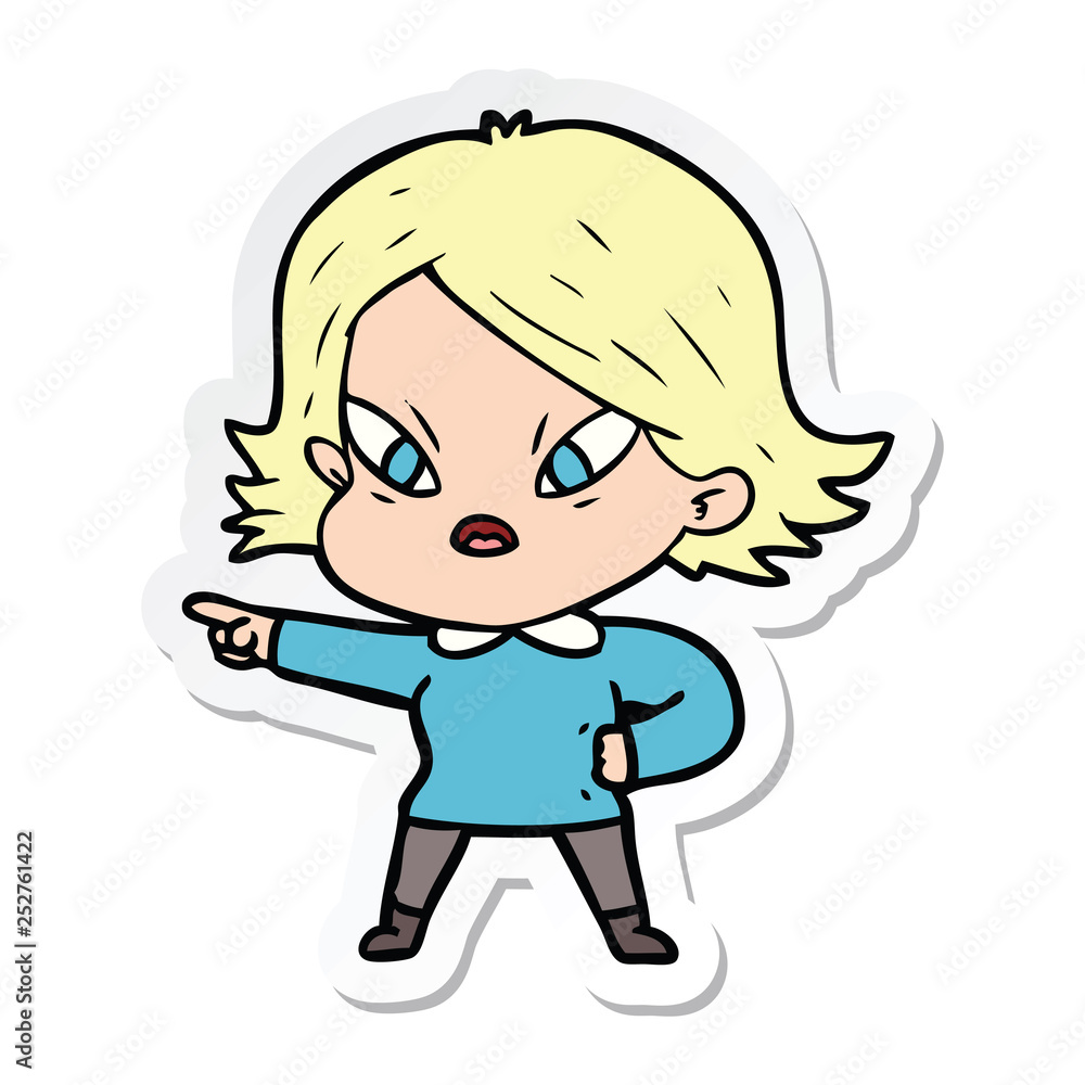 sticker of a cartoon stressed woman sticker of a cartoon stressed woman