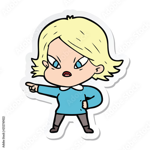 sticker of a cartoon stressed woman