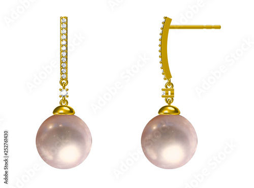 earrings on white background .3D rendering