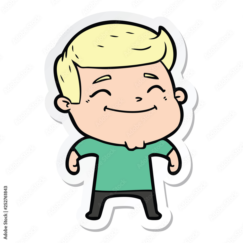sticker of a happy cartoon man sticker of a happy cartoon man