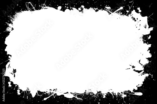 Grunge Decorative Black & White Photo Frame. Type Text Inside, Use as Overlay or for Layer / Clipping Mask