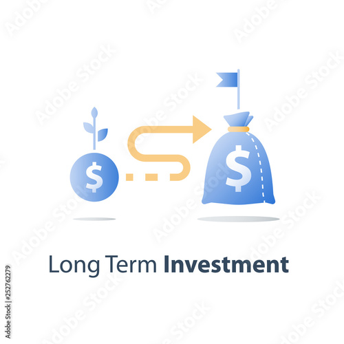 Return on investment, budget planning, cash loan, earn more money, income growth, long term savings account, pension fund payment