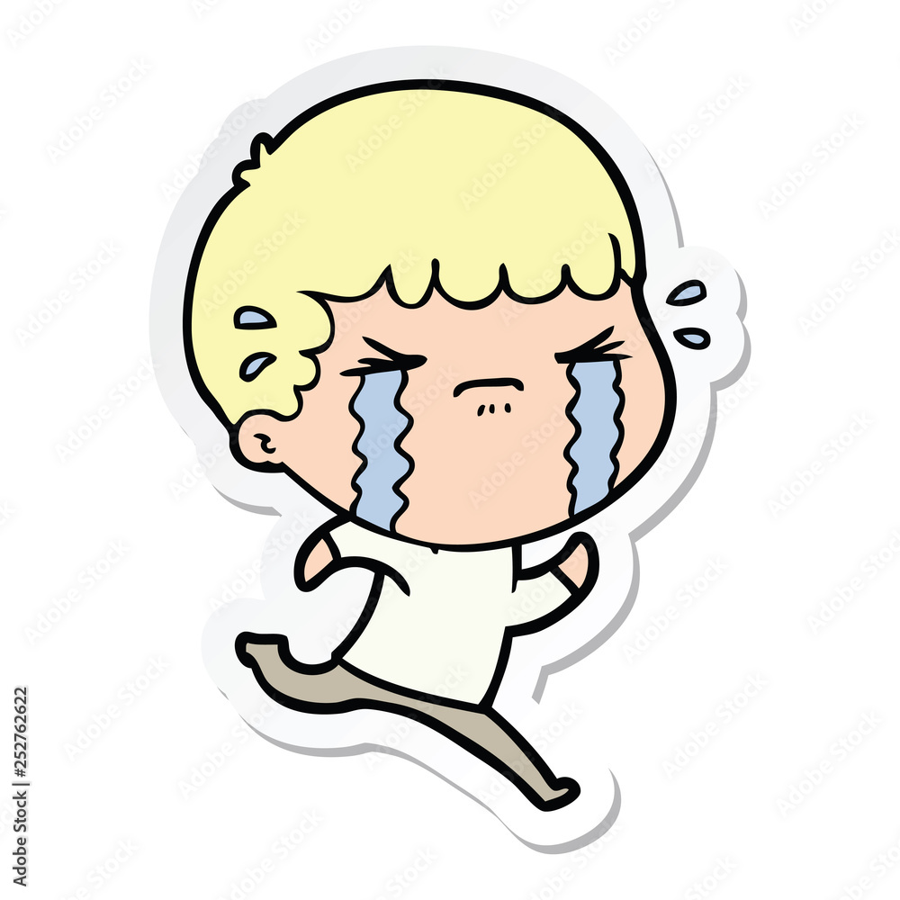 sticker of a cartoon man crying sticker of a cartoon man crying