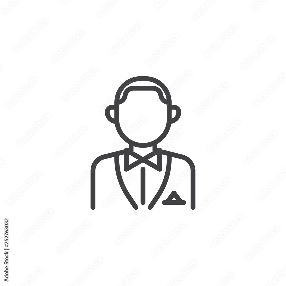 Croupier person line icon. linear style sign for mobile concept and web design. Casino worker outline vector icon. Faceless people avatar symbol, logo illustration. Pixel perfect vector graphics Croupier person line icon. linear style sign for mobile concept and web design. Casino worker outline vector icon. Faceless people avatar symbol, logo illustration. Pixel perfect vector graphics