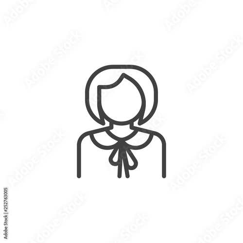 Woman judge avatar line icon. linear style sign for mobile concept and web design. Female Lawyer outline vector icon. Faceless people avatar symbol, logo illustration. Pixel perfect vector graphics