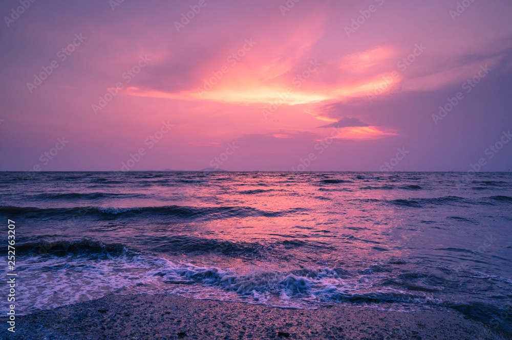 Beautiful Sunset sky background on the beach