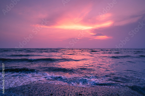 Beautiful Sunset sky background on the beach