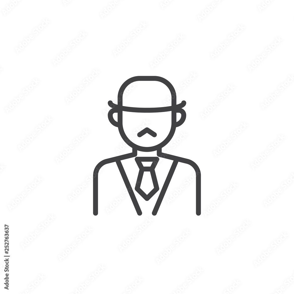 Detective man line icon. linear style sign for mobile concept and web design. Man with hat and necktie outline vector icon. Faceless people avatar symbol, logo illustration. Pixel perfect vector Detective man line icon. linear style sign for mobile concept and web design. Man with hat and necktie outline vector icon. Faceless people avatar symbol, logo illustration. Pixel perfect vector