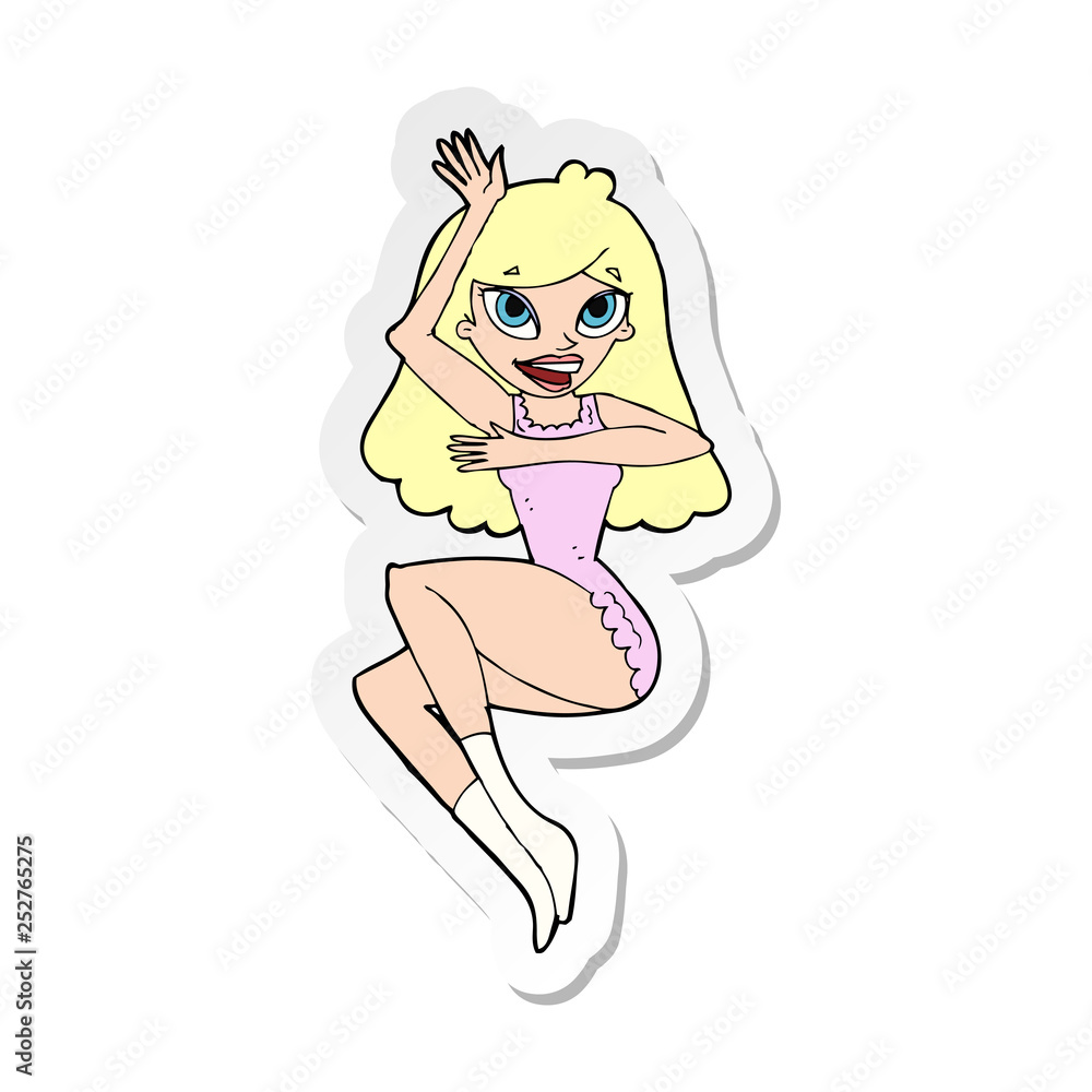 sticker of a cartoon woman in lingerie