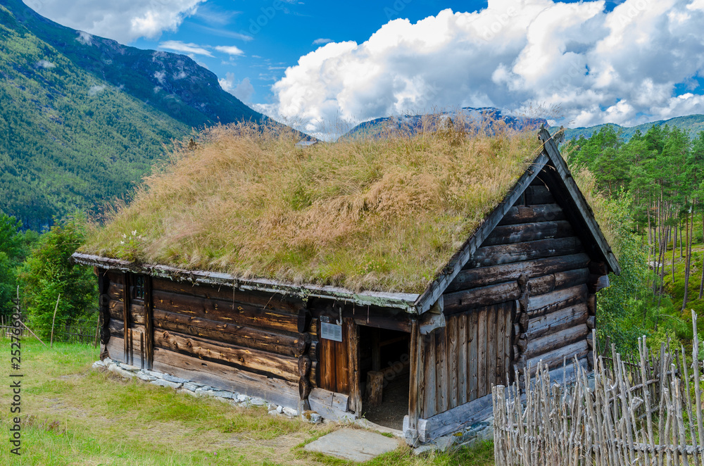Traditional log hut in the Sogn folk museum Traditional log hut in the Sogn folk museum