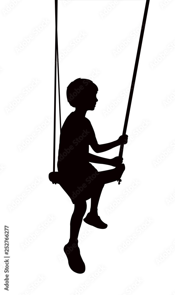 a boy swinging, silhouette vector a boy swinging, silhouette vector