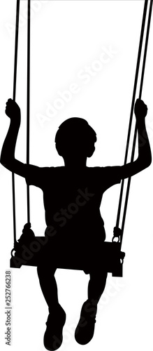 boy on swing, silhouette vector