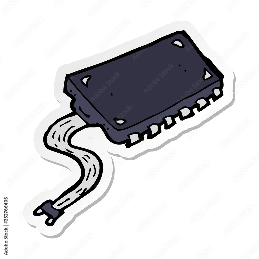 sticker of a cartoon computer chip sticker of a cartoon computer chip