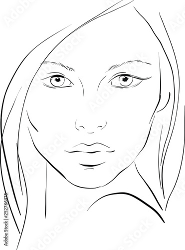 Face chart Makeup Artist Blank. Template. 