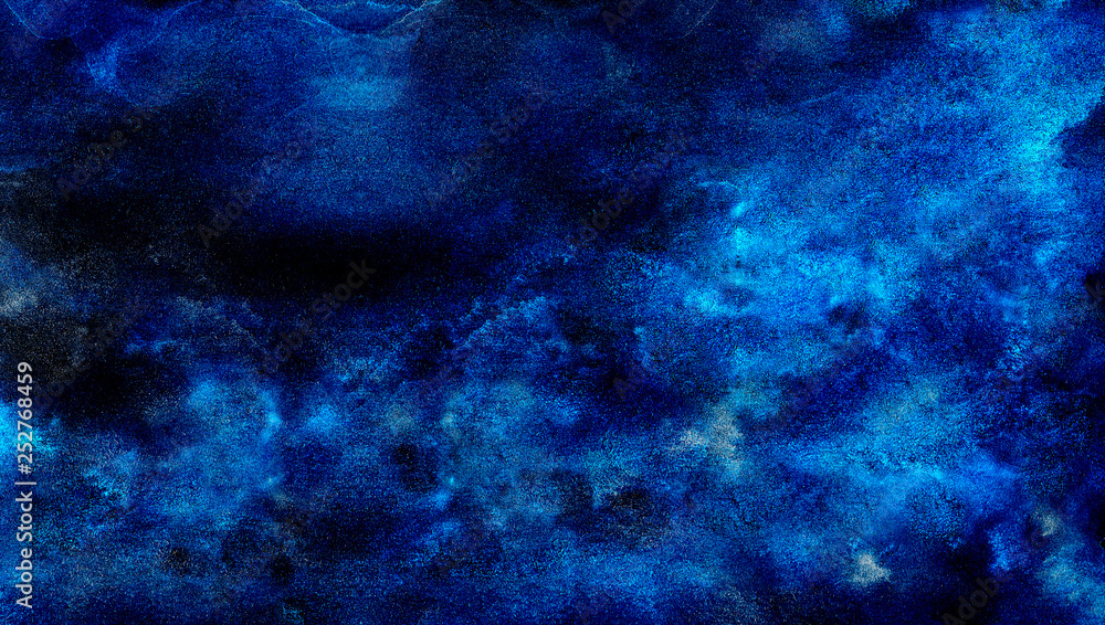 Cosmic neon light blue watercolor background. Paper textured aquarelle deep black canvas for modern creative design. Thunder storm lightning night sky texture multicolor water color paint illustration Cosmic neon light blue watercolor background. Paper textured aquarelle deep black canvas for modern creative design. Thunder storm lightning night sky texture multicolor water color paint illustration