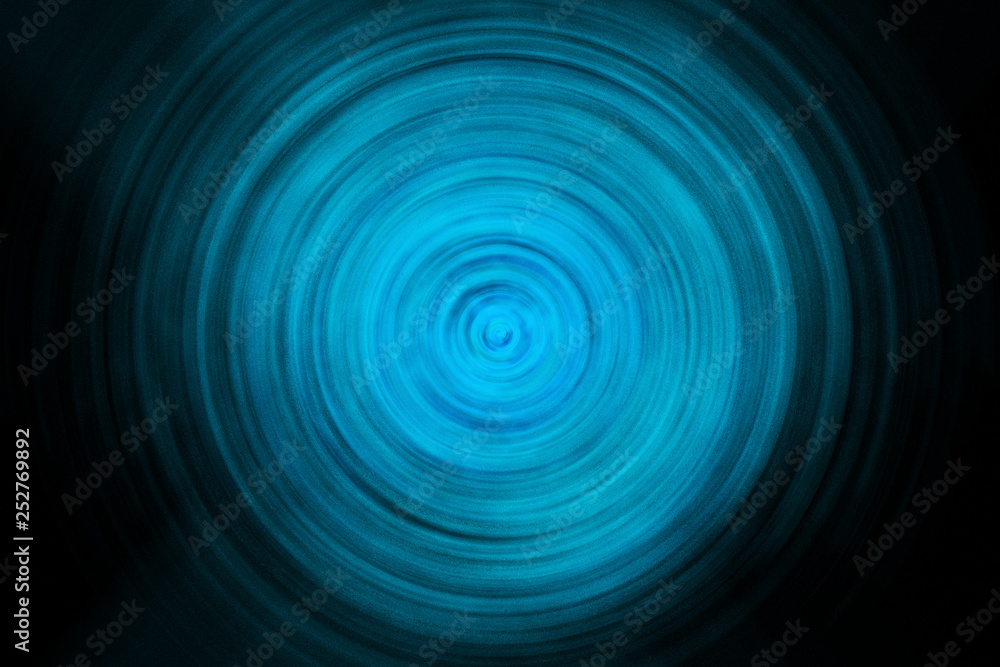 Blue round abstract object isolated on black background. Swirl effect. Modern art illustration Blue round abstract object isolated on black background. Swirl effect. Modern art illustration