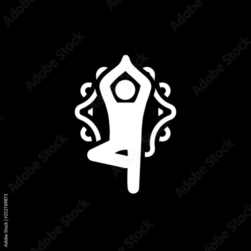 Yoga Fitness Tree Pose Icon. Flat Design Isolated Illustration.