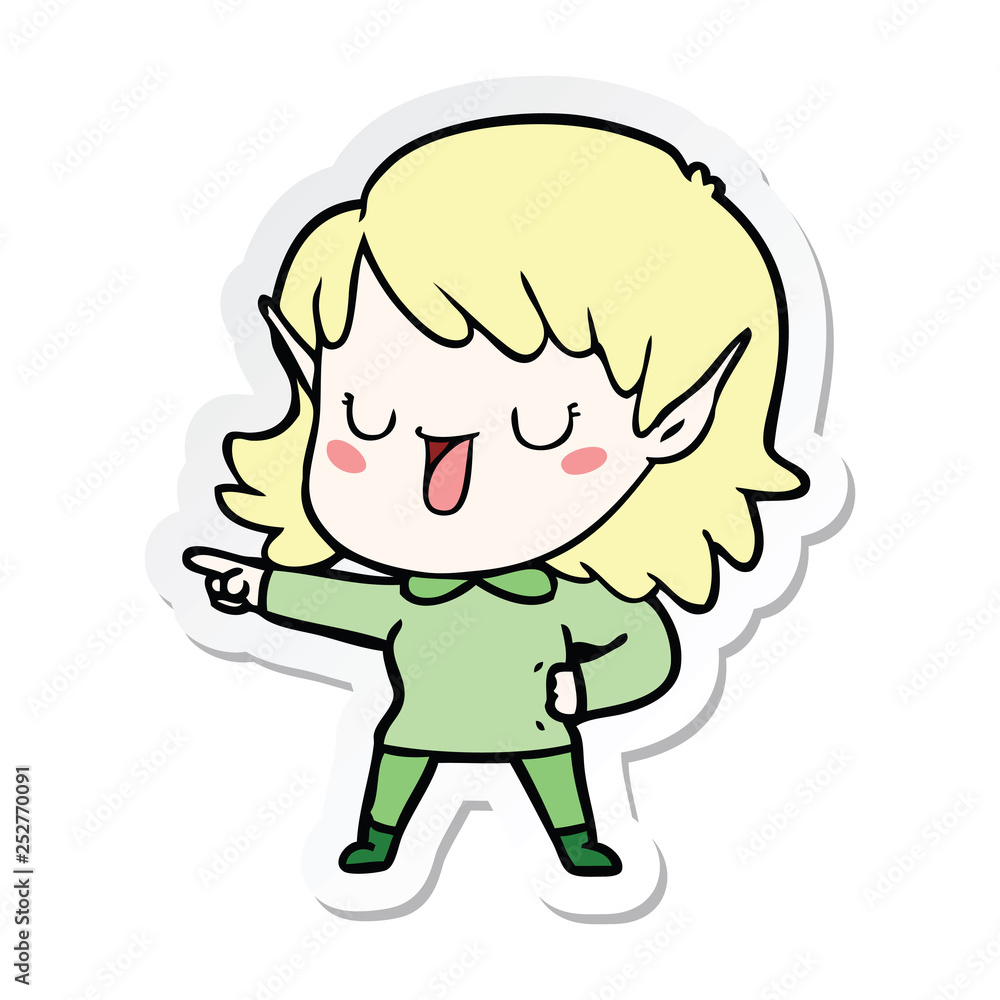 sticker of a cartoon elf girl sticker of a cartoon elf girl