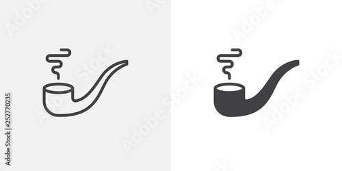 Tobacco pipe icon. line and glyph version, outline and filled vector sign. Smoking pipe linear and full pictogram. Symbol, logo illustration. Different style icons set