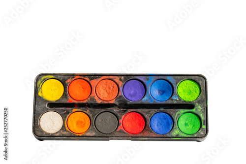 Watercolor tray isolated on a white background.