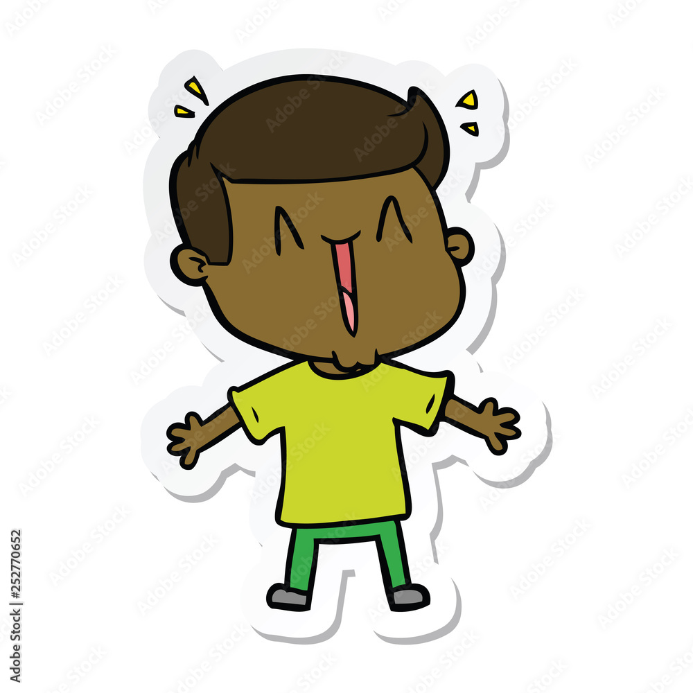 Naklejka premium sticker of a cartoon excited man