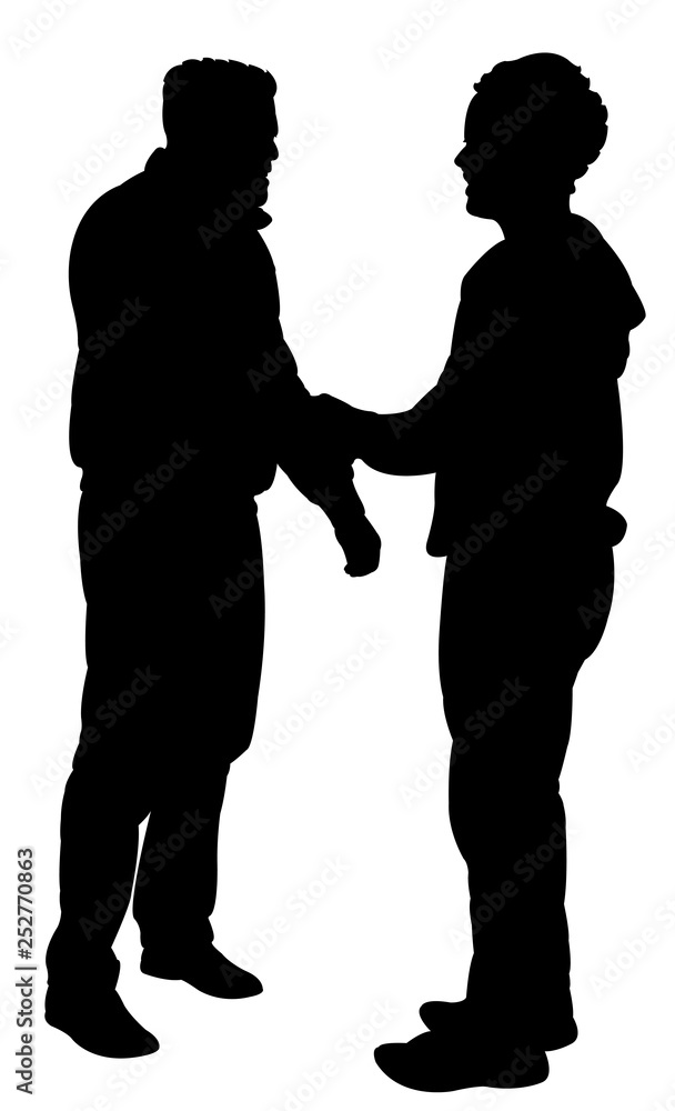 men talking, silhouette vector