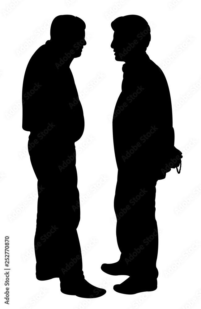 men talking, silhouette vector