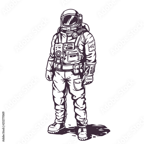 Astronaut spaceman in suit white background