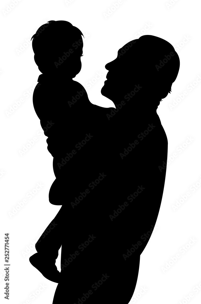 a father adn daughter together, silhouette vector