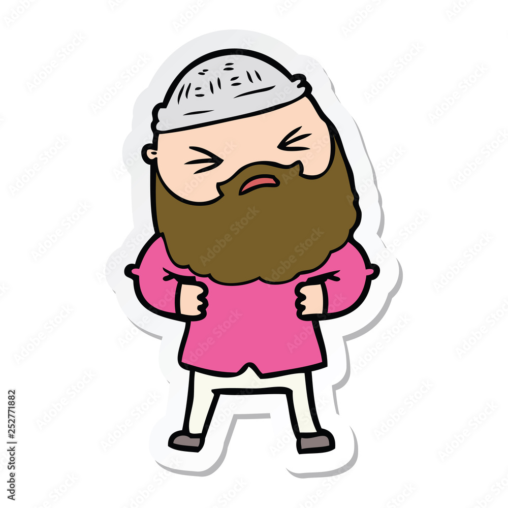 sticker of a cartoon man with beard