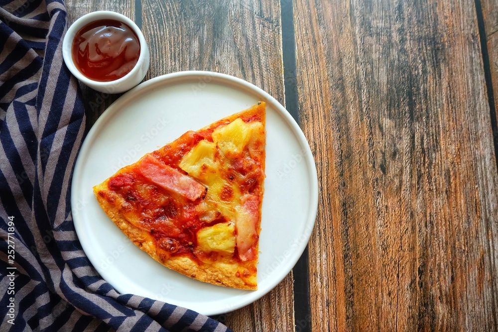 Pizza on white plate. Pizza on white plate.
