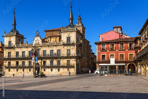 Leon, Spain. Plaza Mayor: on the left - the old city council building (Antiguo consistorio) photo