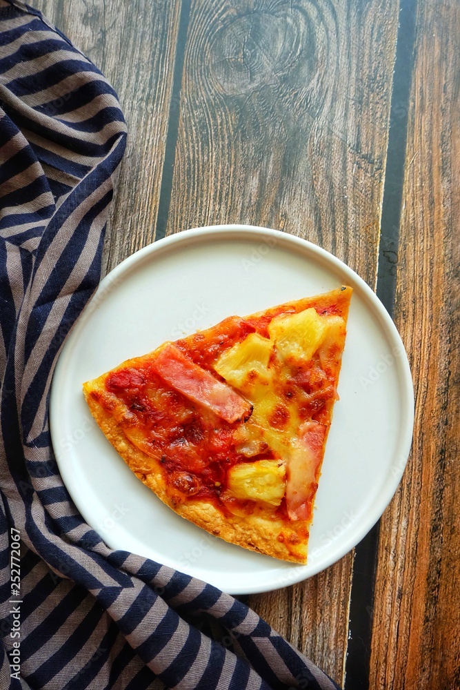 Pizza on white plate. Pizza on white plate.