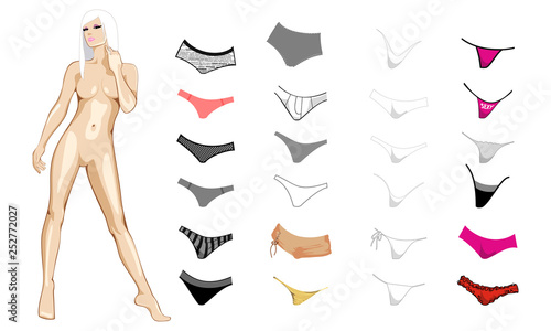girl with a different skin color in white underwear