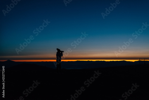 Sunset on the top of the mountain in Switzerland.