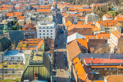 Zagreb down town, Ilica street, panoramic view, Croatia capital photo