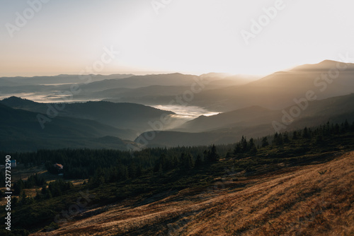 Beautiful sunrise in the hot Georgian mountains. © mtrlin