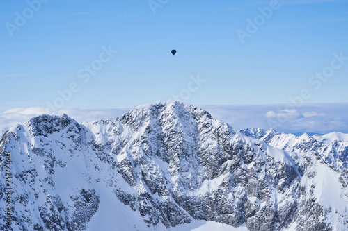 High Tatra mountains and hot air balloon