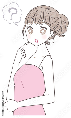 若い女性 部屋着 表情