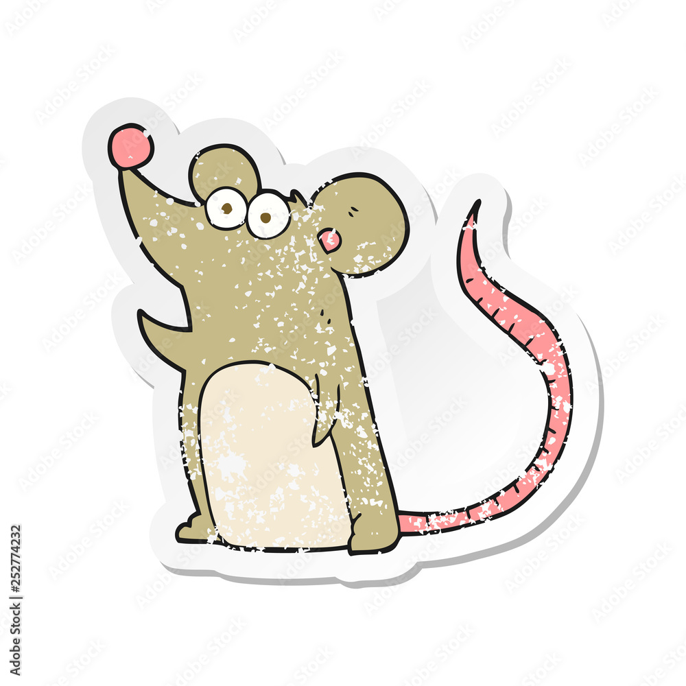 retro distressed sticker of a cartoon mouse retro distressed sticker of a cartoon mouse