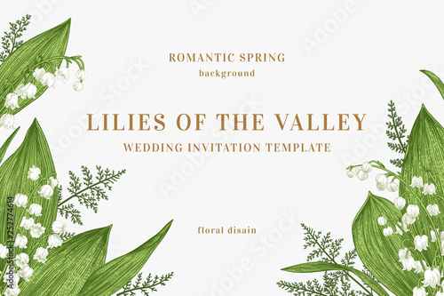 Vector frame with lilies of the valley.