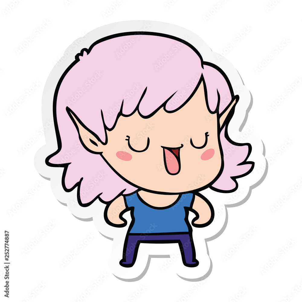 sticker of a cartoon elf girl sticker of a cartoon elf girl