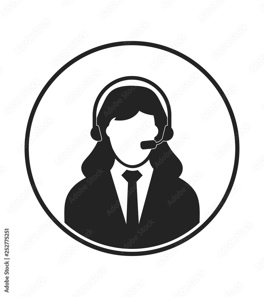 Female Call centre operator icon. Flat style vector EPS. Female Call centre operator icon. Flat style vector EPS.